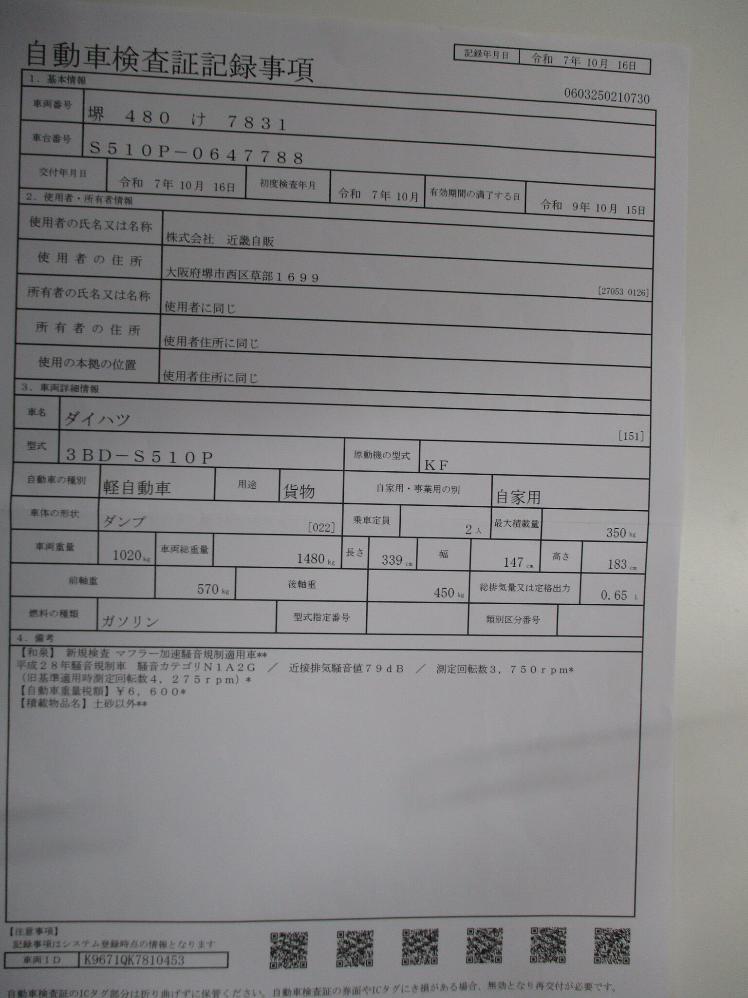 登録済み未使用車 ダイハツハイゼット多目的ダンプ PTO式